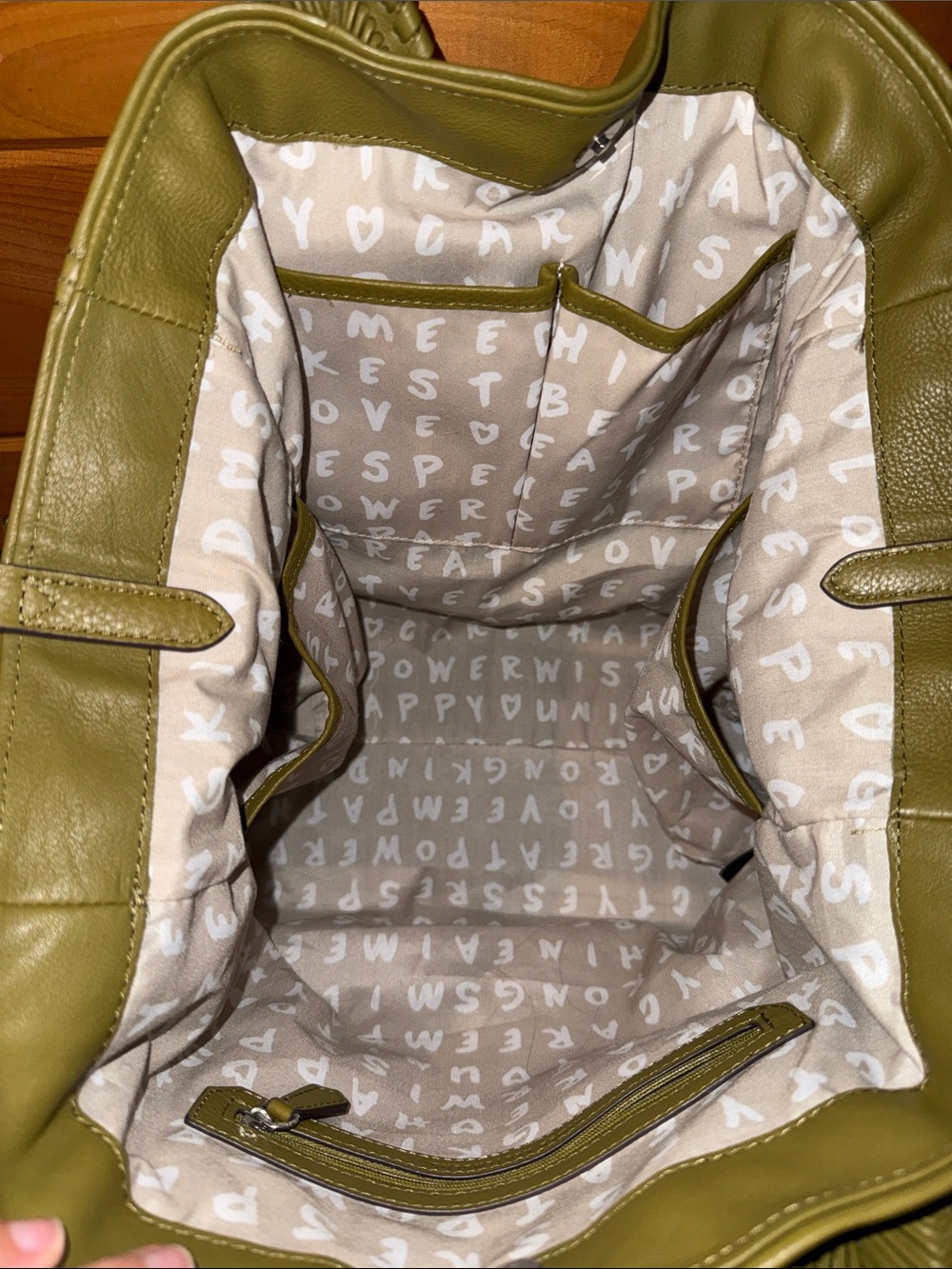 Aimee Kestenberg Olive Green Braided Leather Tote - Picture 4 of 4